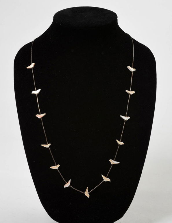 Sterling and Coral Necklace with Birds.