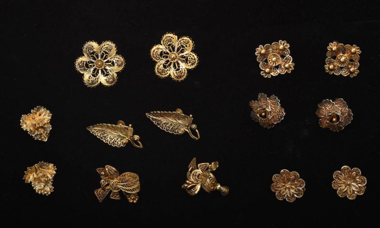 Six Pairs of Filligre Sterling and Gold Wash Earrings.