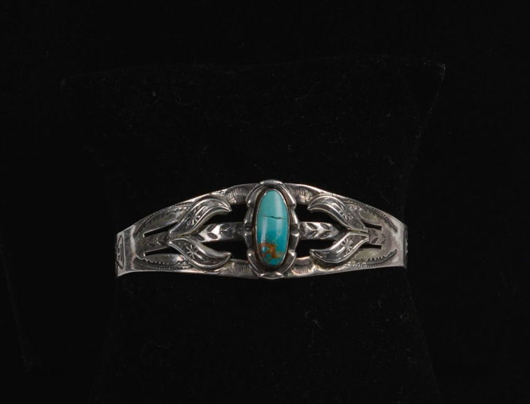 American Indian Sterling Turquoise Cuff.