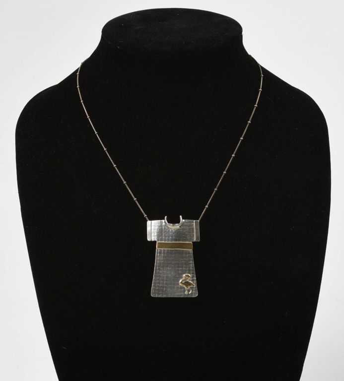 Soyka Horosko Sterling Necklace with Garment Shaped Pendant.