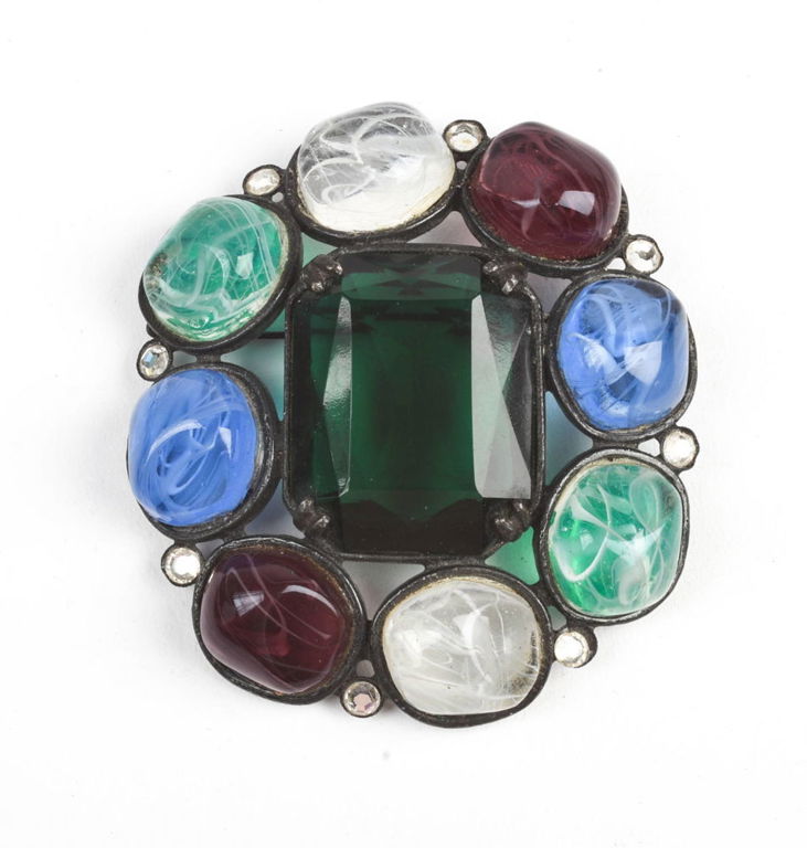 Kenneth J. Lane Large Cabachon Glass Pin.