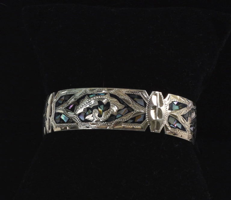 Sterling and Mother of Pearl Inlay Cuff.