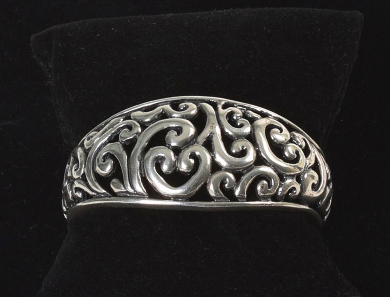 Heavy FIligre Wide Sterling Mexican Cuff.