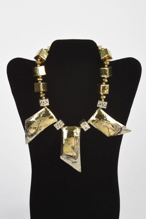 Ruth Rosenfeld Brass and Sterling Collar.