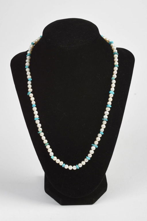Turquoise and Pearl Necklace.