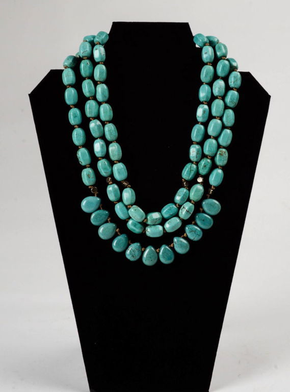 Sterling and Turquoise Three Strand Necklace.