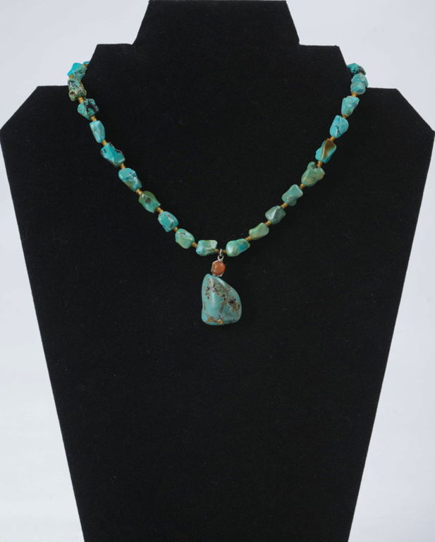 Sterling and Raw Turquoise with Large Drop.