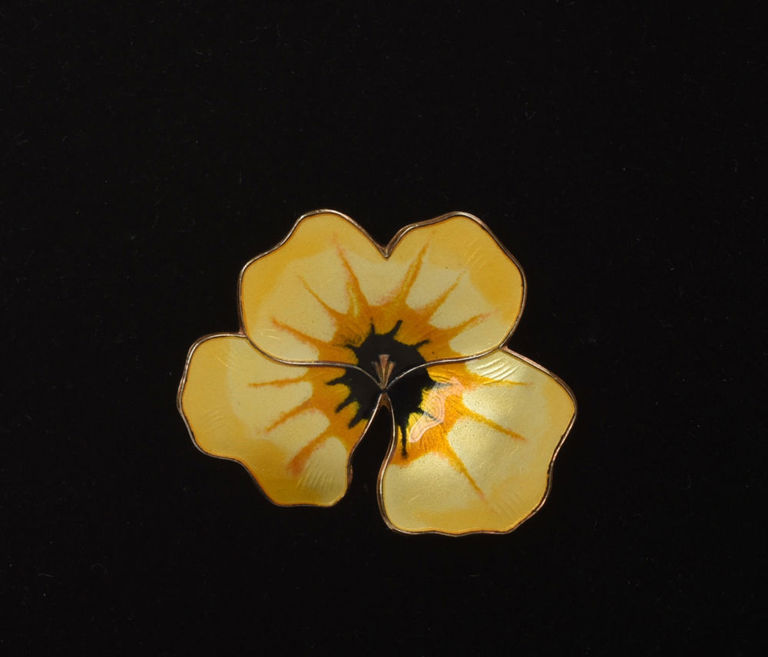 David Anderson Sterling and Enamel Flower Pin.
