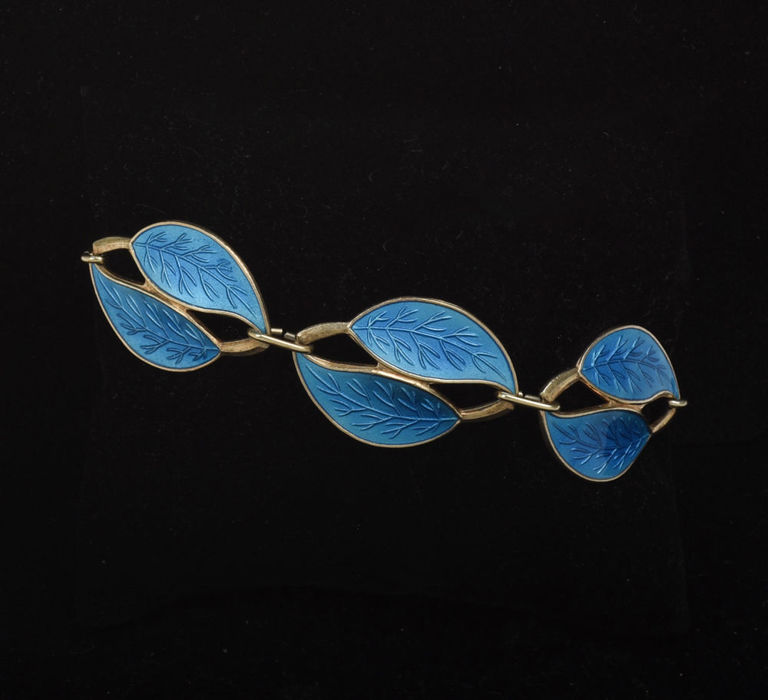 Meka Sterling and Enamel Double Leaf Bracelet.