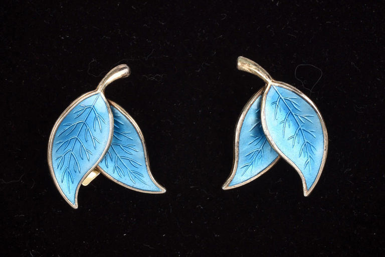 Pair of Meka Sterling and Enamel Earrings.
