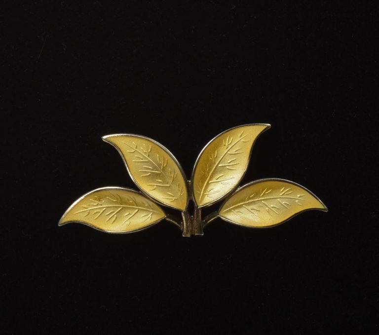 David Anderson Sterling and Enammel Leaves Pin