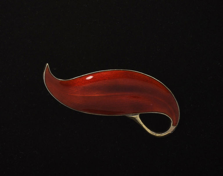 Norwegian Sterling and Enamel Red Leaf Pin.