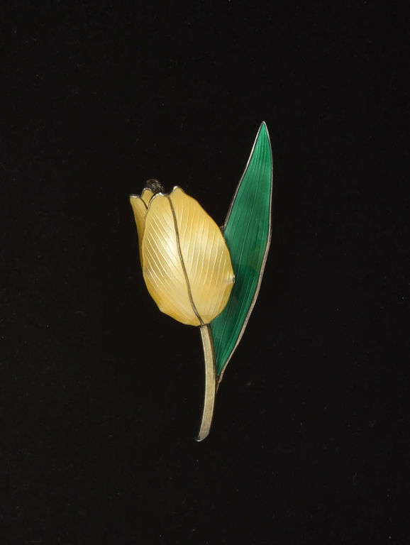 Norwegian Sterling and Enamel Yellow Tulip Pin.