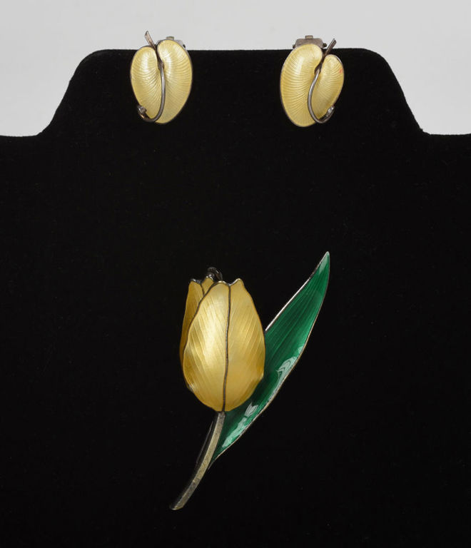 Sterling and Enamel Yellow Tulip Pin.