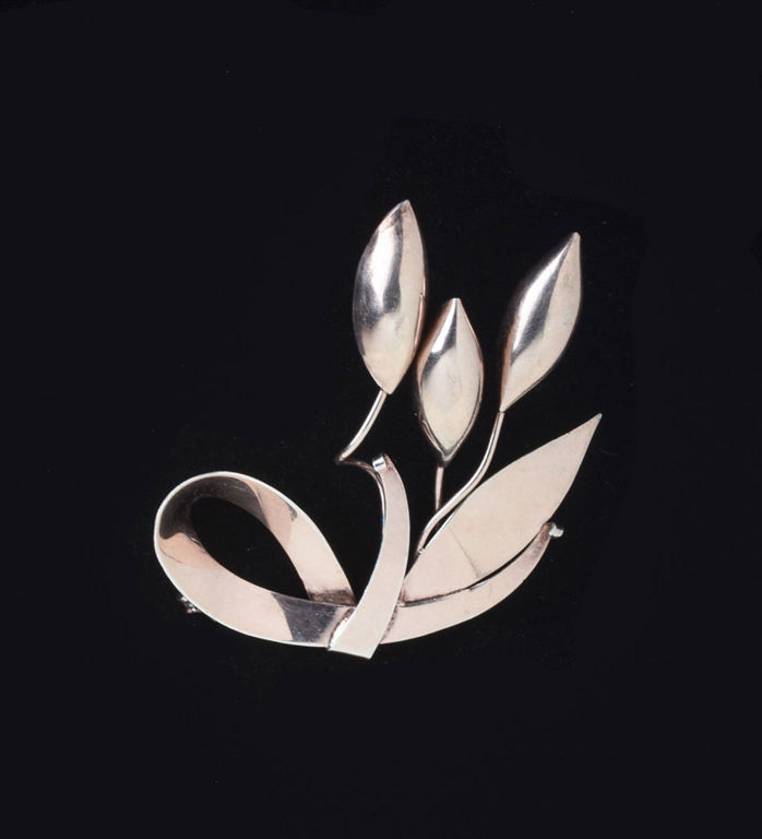 Stylized Plant Sterling Pin.