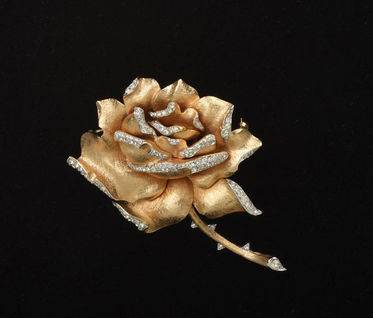 Trifari Crown large rose pin