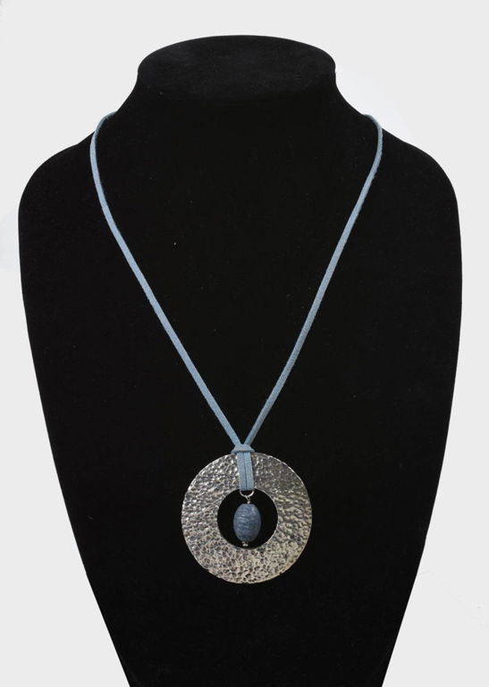 Mexican Sterling Hammered Circle Necklace.