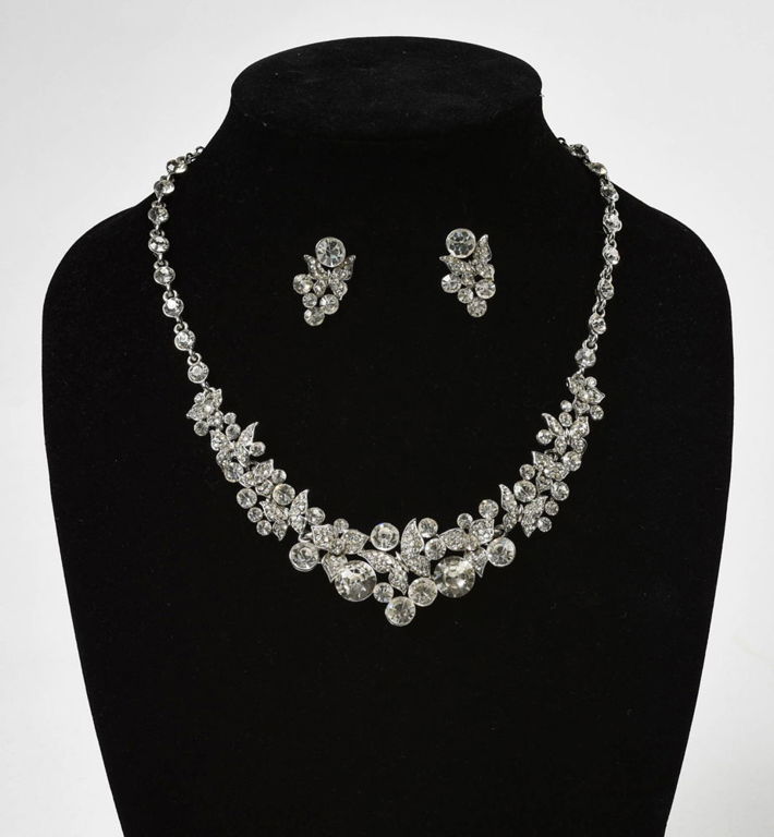 Pair of Rhinestone Necklaces with Earrings.