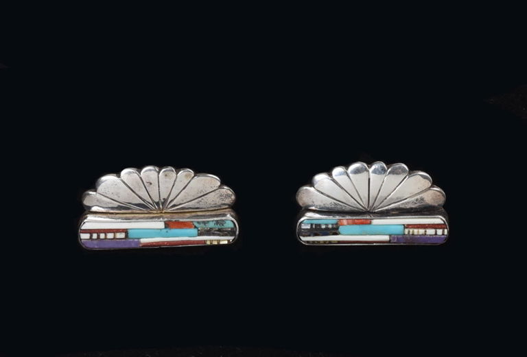 Henry Rosetta Silver Fan Earrings.