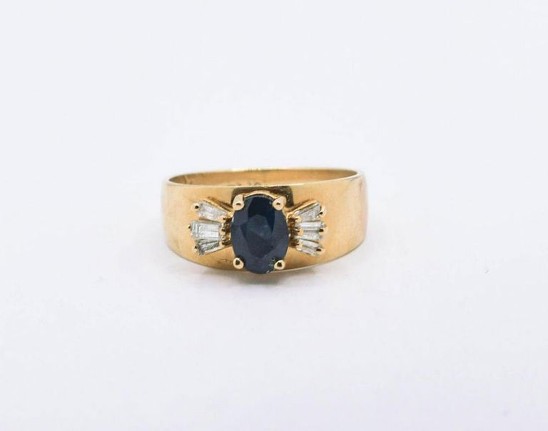 14K Sapphire & Diamond Ring