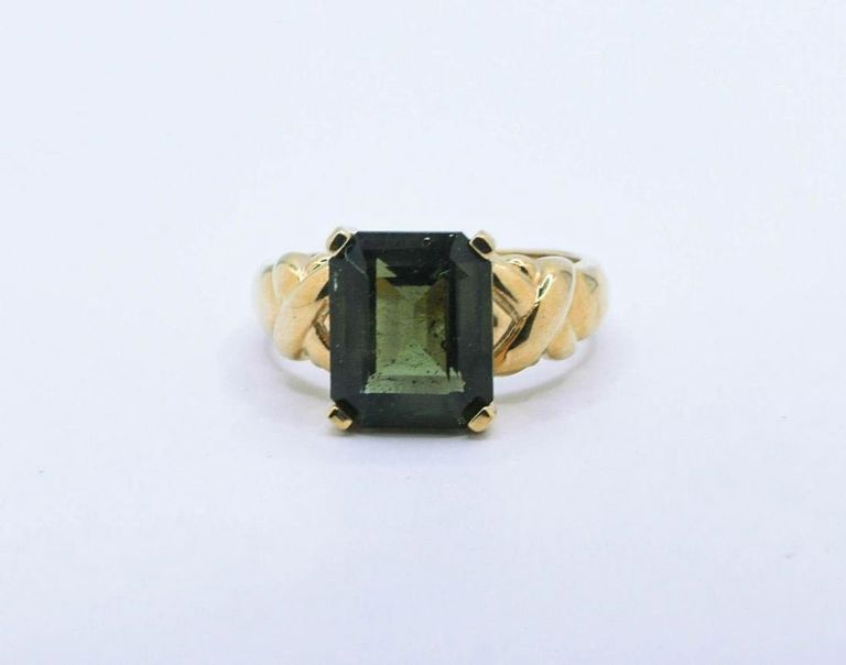 14K Moldavite Ring