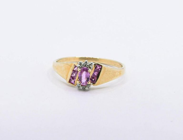 14K Pink Sapphire & Diamond Ring