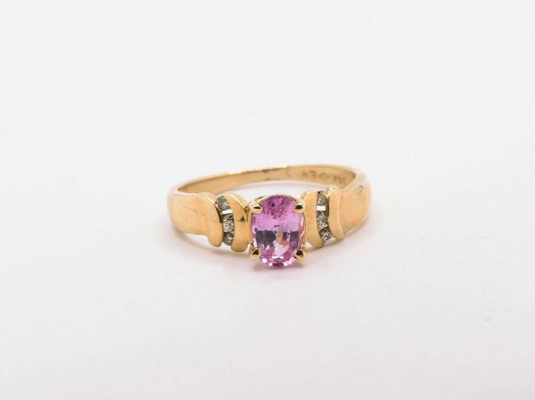 14K Pink Sapphire & Diamond Ring