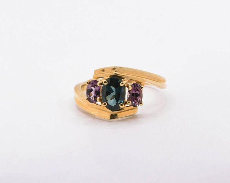 14K Blue & Purple Spinel Ring