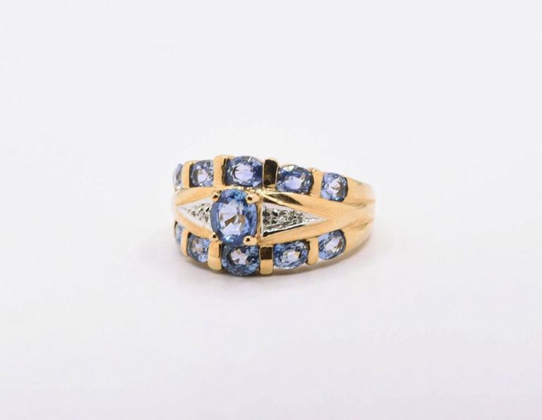 14K Ceylon Sapphire & Diamond Ring