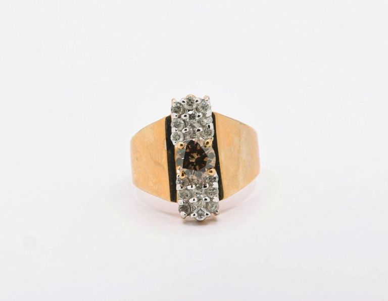 14K Champagne & White Diamond Ring