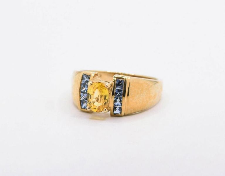 14K Yellow & Blue Ceylon Sapphire Ring