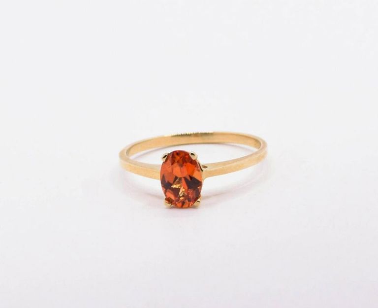 14K Created Padparadscha Sapphire Ring