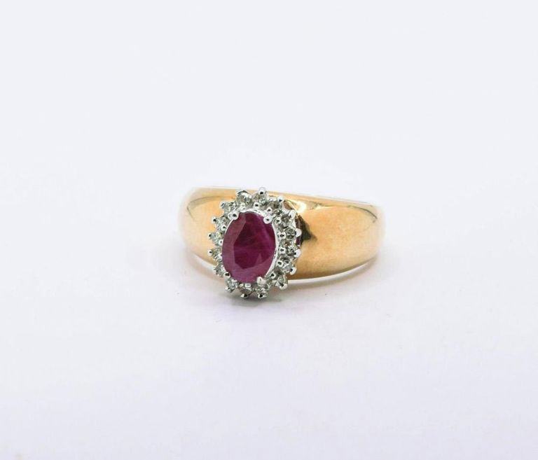 14K Ruby & White Topaz Ring
