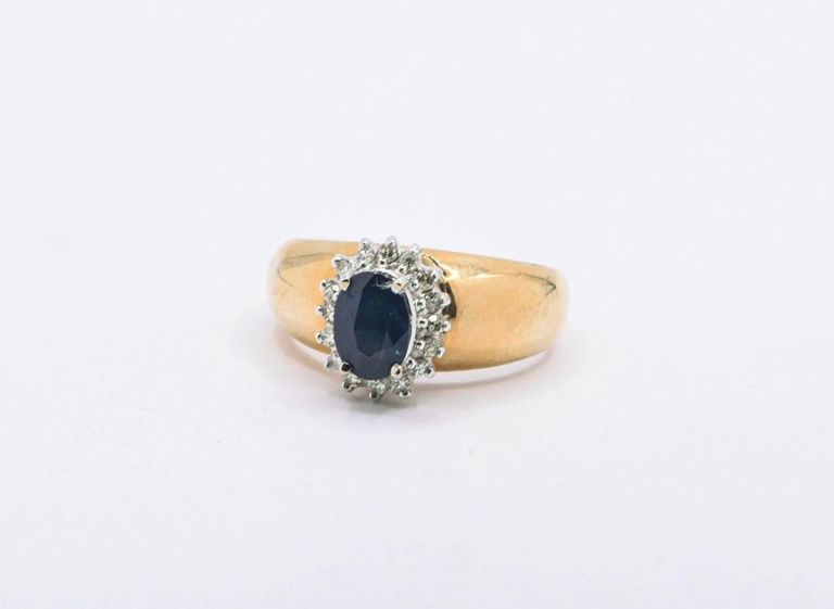 14K Sapphire & White Topaz Ring