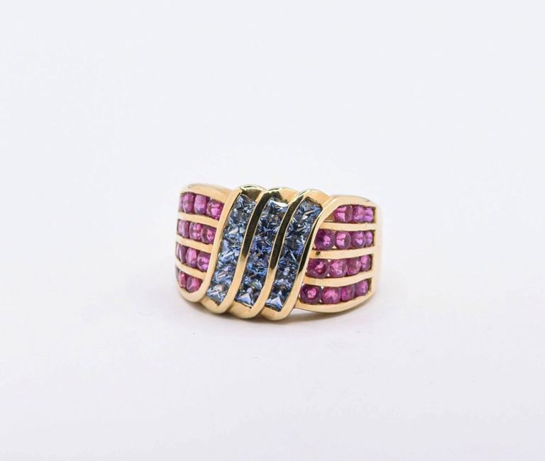 14K Ruby & Ceylon Sapphire Ring
