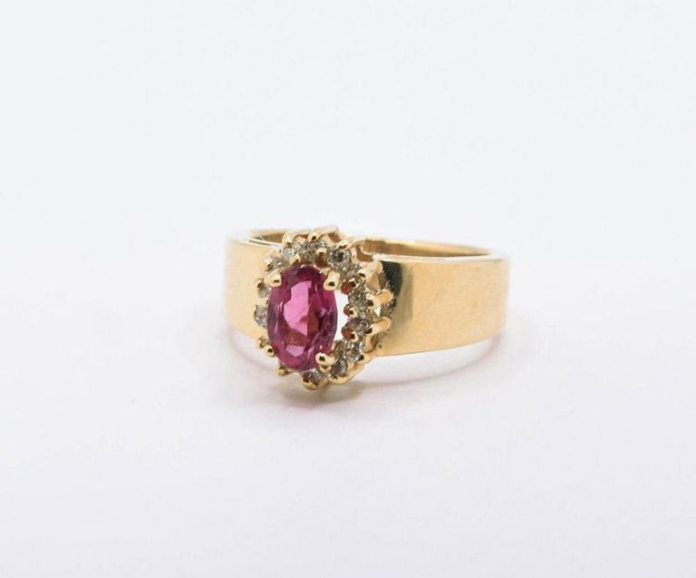 14K Pink Tourmaline & Diamond Ring