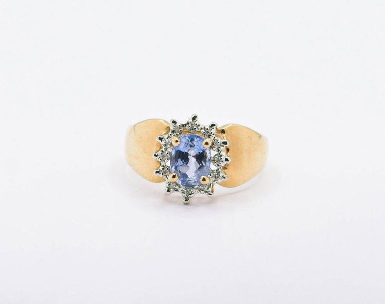 14K Ceylon Sapphire & Diamond Ring