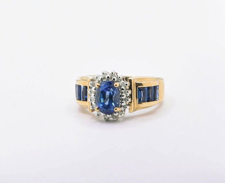 14K Sapphire & Diamond Ring