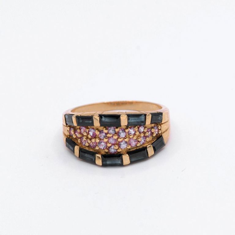 14K Blue & Pink Sapphire Ring