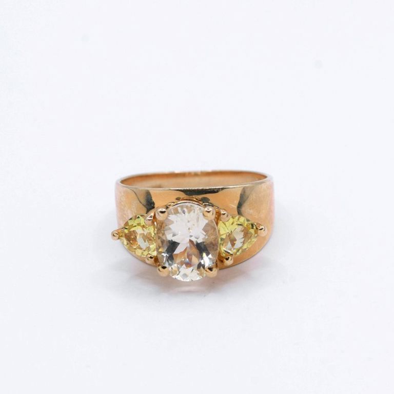 14K Labradorite & Golden Beryl Ring