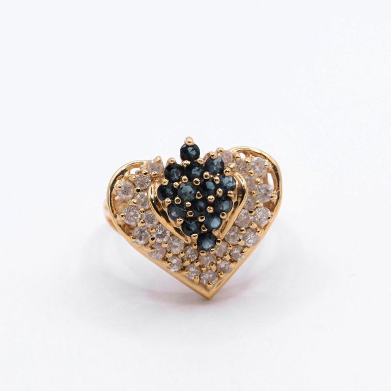 14K Blue & White Sapphire Ring