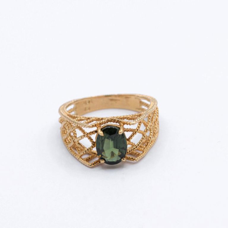 14K Green Sapphire Ring