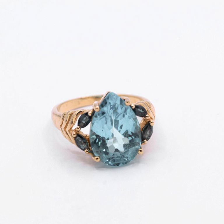 14K Blue Topaz & Sapphire Ring