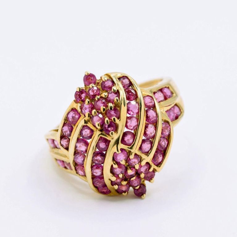 10K Yellow Gold Ruby Cluster Ring