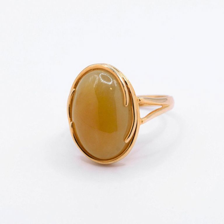 14K Yellow Jade Ring