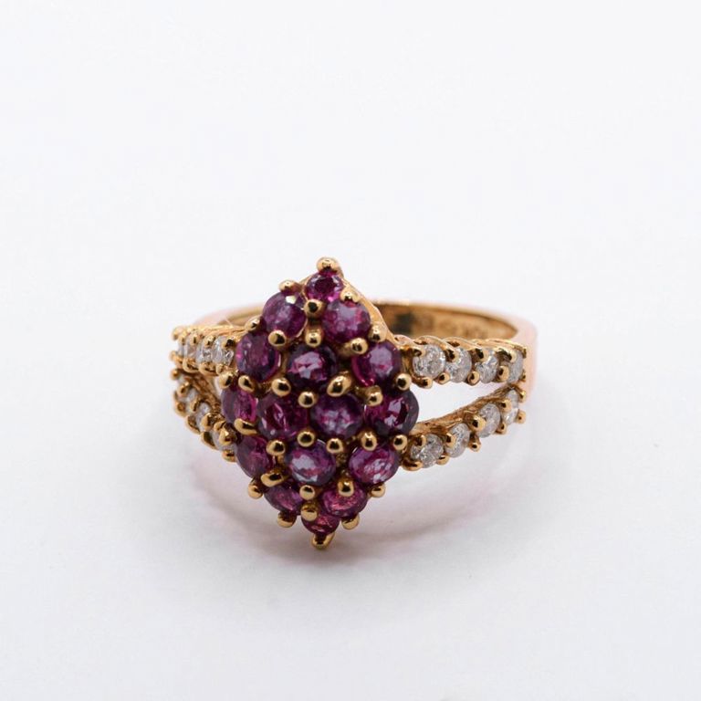 10K Rhodalite Garnet & White Sapphire Ring