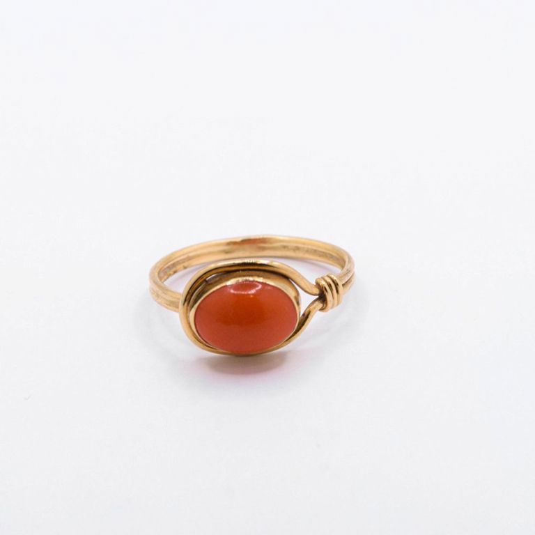 10K Orange Jade Ring
