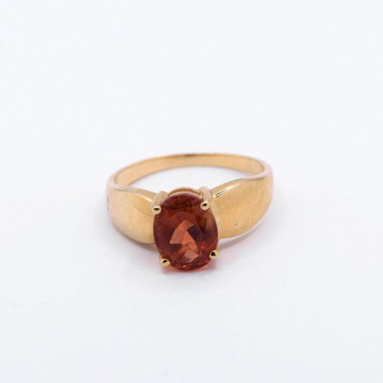 14K Orange Red Zircon Ring