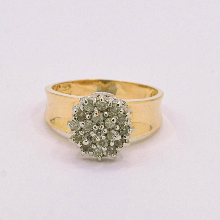 14K Diamond Cluster Ring