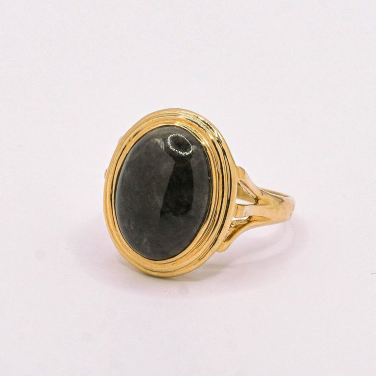 14K Black Jade Ring